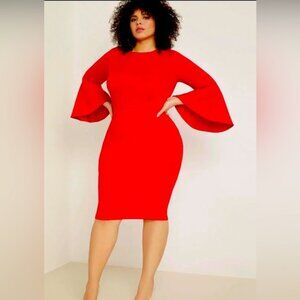 Eloquii Red Flare Sleeve Dress - Size 20 - NWT